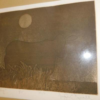 Vintage ‘Nightling’ Lithograph 4/15, Signed Douglas Russell 16.5”x15”