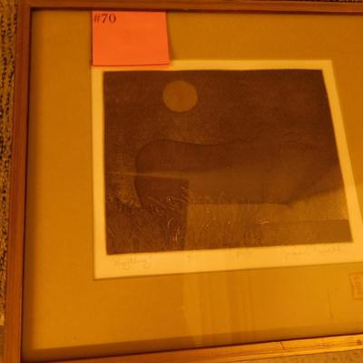 Vintage ‘Nightling’ Lithograph 4/15, Signed Douglas Russell 16.5”x15”