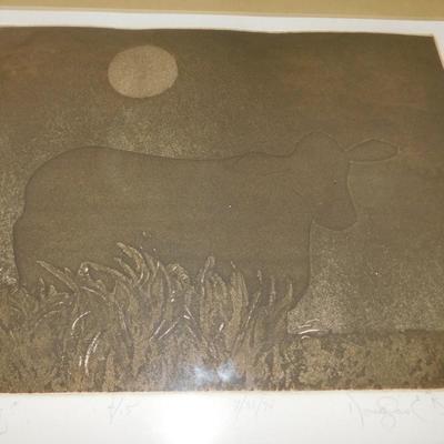 Vintage ‘Nightling’ Lithograph 4/15, Signed Douglas Russell 16.5”x15”