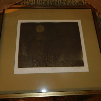 Vintage ‘Nightling’ Lithograph 4/15, Signed Douglas Russell 16.5”x15”