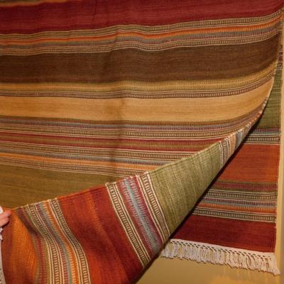 Striped Southwestern Wool Area Rug 7.5’x7’