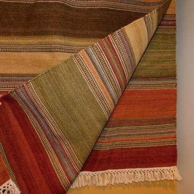 Striped Southwestern Wool Area Rug 7.5’x7’