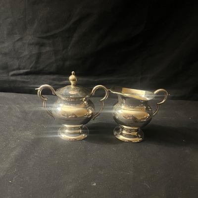 Sterling Silver Cream & Sugar Set w/ Castleton & Wm. Rogers Silverplate Items (LR-MG)