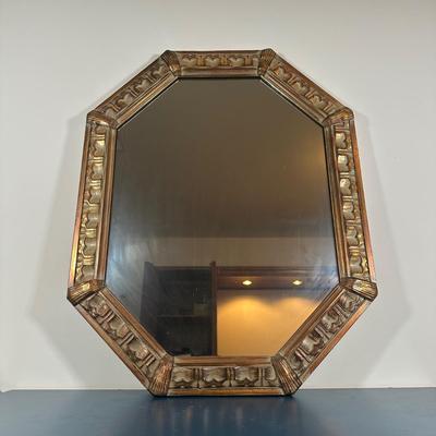 LOT 266: Beautiful Ceramic Table Lamp & Wooden Framed Wall Mirror