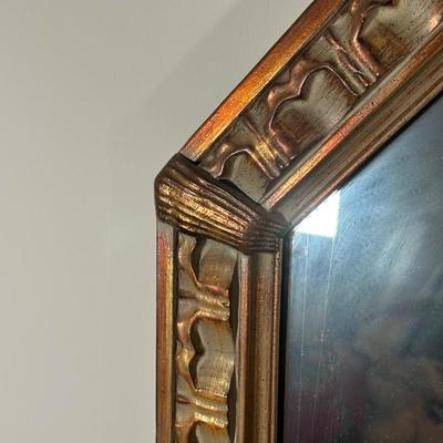 LOT 266: Beautiful Ceramic Table Lamp & Wooden Framed Wall Mirror
