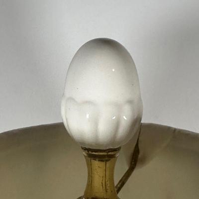 LOT 266: Beautiful Ceramic Table Lamp & Wooden Framed Wall Mirror