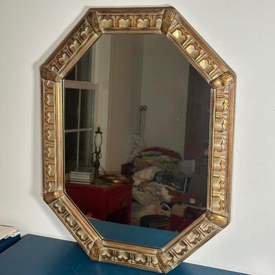 LOT 266: Beautiful Ceramic Table Lamp & Wooden Framed Wall Mirror