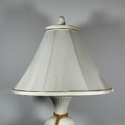 LOT 266: Beautiful Ceramic Table Lamp & Wooden Framed Wall Mirror