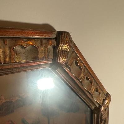 LOT 266: Beautiful Ceramic Table Lamp & Wooden Framed Wall Mirror