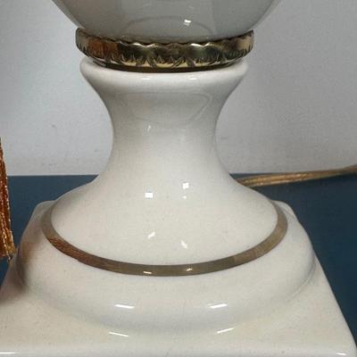 LOT 266: Beautiful Ceramic Table Lamp & Wooden Framed Wall Mirror