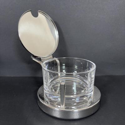 LOT 271: Alessi INOX 18/10 Italy Ettore Sottsass - Oil & Vinegar Cruet S/P Condiment Set & Alessi Glass Serving Bowl:...