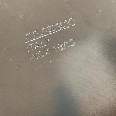 LOT 271: Alessi INOX 18/10 Italy Ettore Sottsass - Oil & Vinegar Cruet S/P Condiment Set & Alessi Glass Serving Bowl:...