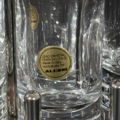 LOT 271: Alessi INOX 18/10 Italy Ettore Sottsass - Oil & Vinegar Cruet S/P Condiment Set & Alessi Glass Serving Bowl:...