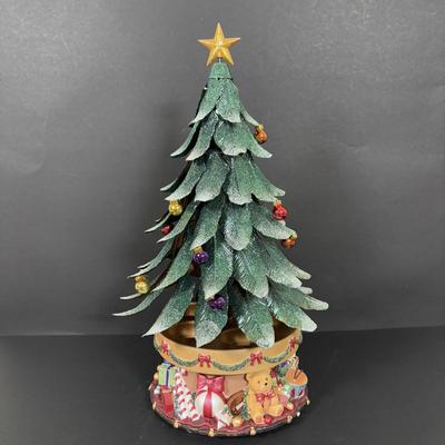 LOT 272: PartyLite Musical Christmas Tealight Candle Holder Glowing Tree w/Magnetic Ornaments