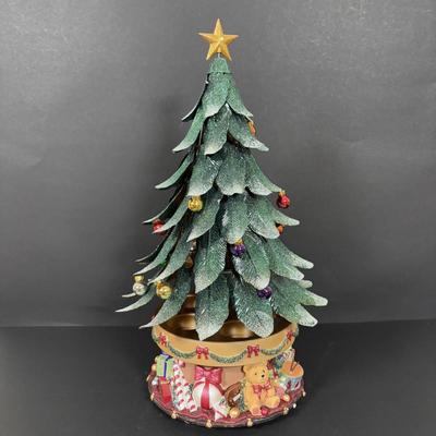LOT 272: PartyLite Musical Christmas Tealight Candle Holder Glowing Tree w/Magnetic Ornaments