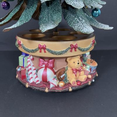 LOT 272: PartyLite Musical Christmas Tealight Candle Holder Glowing Tree w/Magnetic Ornaments