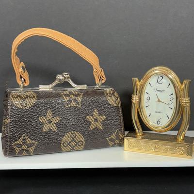 LOT 273: Anne Klein Perfume, Ralph Lauren Crossbody Clutch, Porcelain Music box, Lip Stick/Coin Purse & More