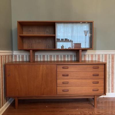 LOT 277: Mid-Century Modern Danish Teak Credenza with Display Top