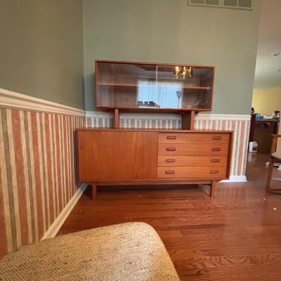 LOT 277: Mid-Century Modern Danish Teak Credenza with Display Top