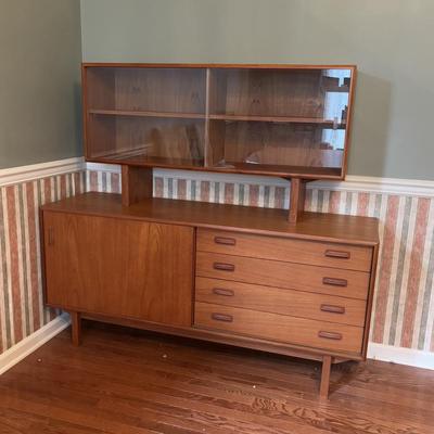 LOT 277: Mid-Century Modern Danish Teak Credenza with Display Top