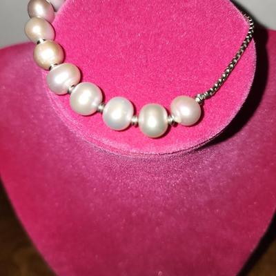 Lavender fresh water pearl bracelet in sterling silver strand