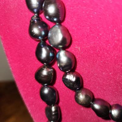 JTV Black cultured fresh water pearl necklace