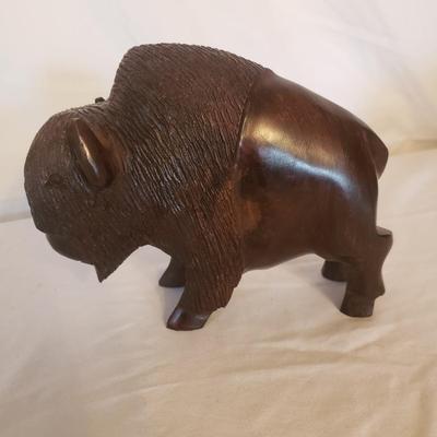 Hand Carved Buffalo, Stone Buffalo and Clay Bowl (GB-KD)