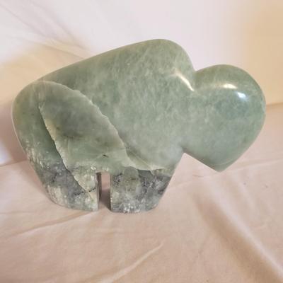 Hand Carved Buffalo, Stone Buffalo and Clay Bowl (GB-KD)