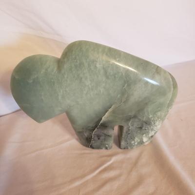 Hand Carved Buffalo, Stone Buffalo and Clay Bowl (GB-KD)
