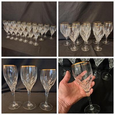 Gorham Diamond Gold Crystal Stemware 38 Pcs. (LR-SD)