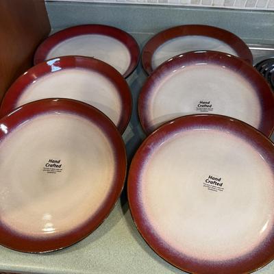 Pfaltzgraff Aria Red Set of Six New Dinner Plates (K-HS)