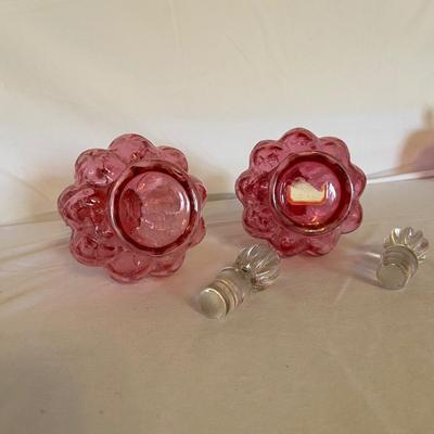 Stunning Set of Cranberry Glass Decanters with Matching Candy Bowl and More (GB-BM)