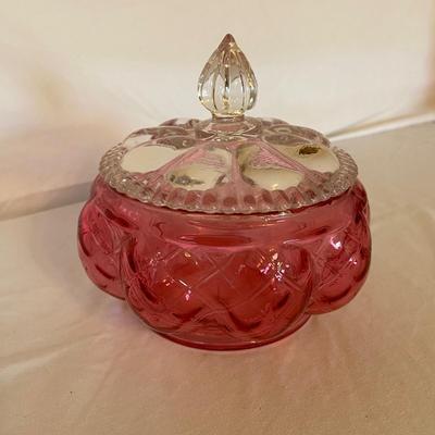 Stunning Set of Cranberry Glass Decanters with Matching Candy Bowl and More (GB-BM)