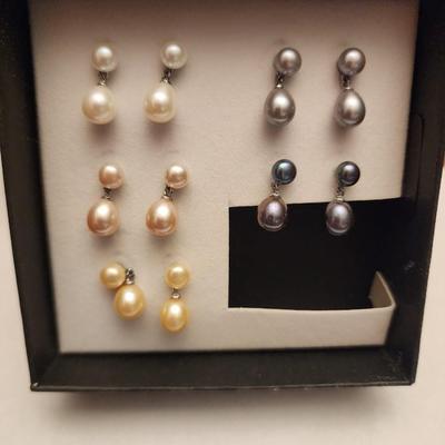 Five pair freshwater pearl earrings