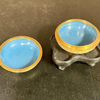 Vintage Cloisonné Trinket Box on Stand