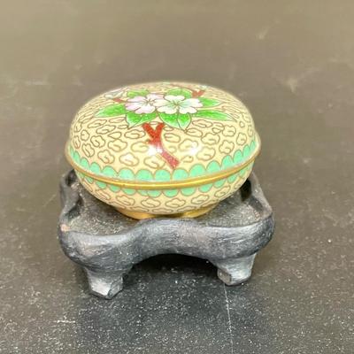 Vintage Cloisonné Trinket Box on Stand