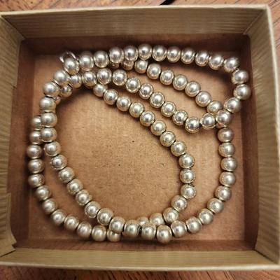 Silver beaded necklace 16 inch strand