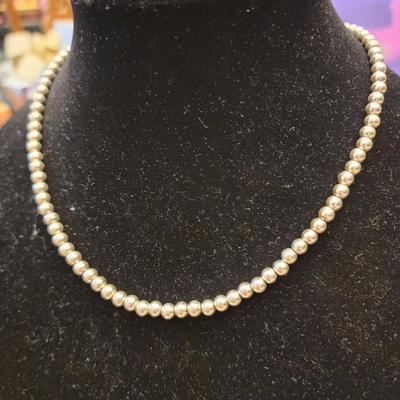 Silver beaded necklace 16 inch strand
