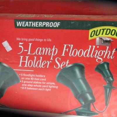 Weatherproof GE 5 Lamp Floodlight Holder Set