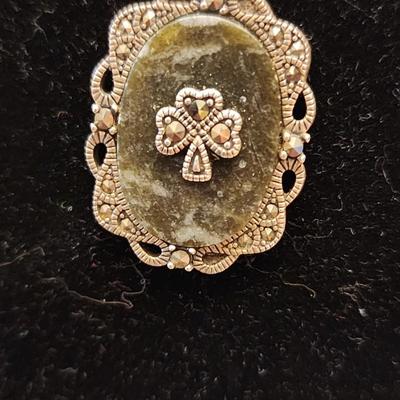 Pendant necklace, Sterling silver and Connermara marble.