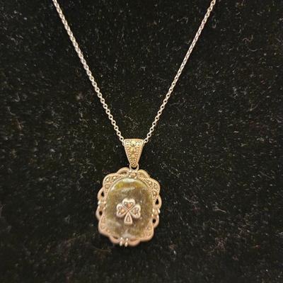 Pendant necklace, Sterling silver and Connermara marble.