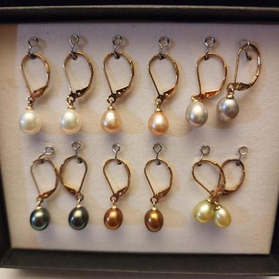 6 pair cultured pearl earrings