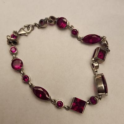 8 inch hot pink jewel bracelet