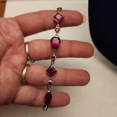 8 inch hot pink jewel bracelet