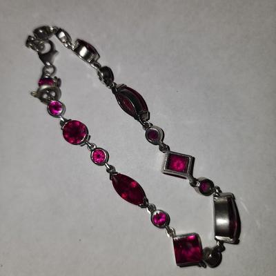 8 inch hot pink jewel bracelet