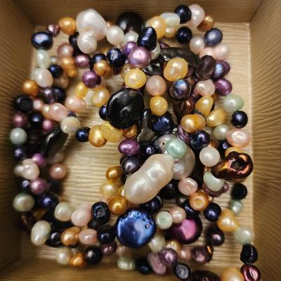 Multi stone long strand necklace