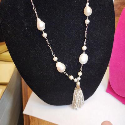 36 in long white cultured pearl necklace