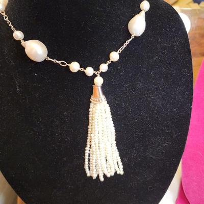 36 in long white cultured pearl necklace