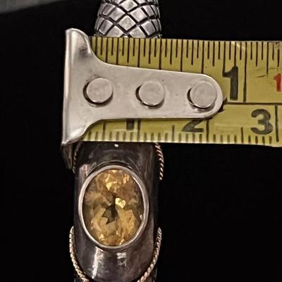 Citrine Stone Bangle Bracelet .925 with 14K Accents