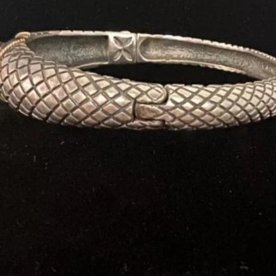 Citrine Stone Bangle Bracelet .925 with 14K Accents